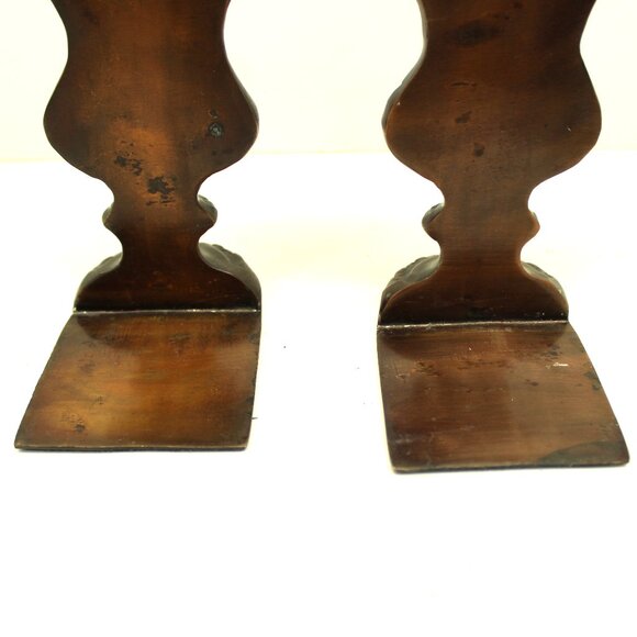 BOMBAY COMPANY BRONZE TONE METAL FINIAL URN STYLE DARK PATINA BOOKENDS HEAVY - Picture 4 of 6